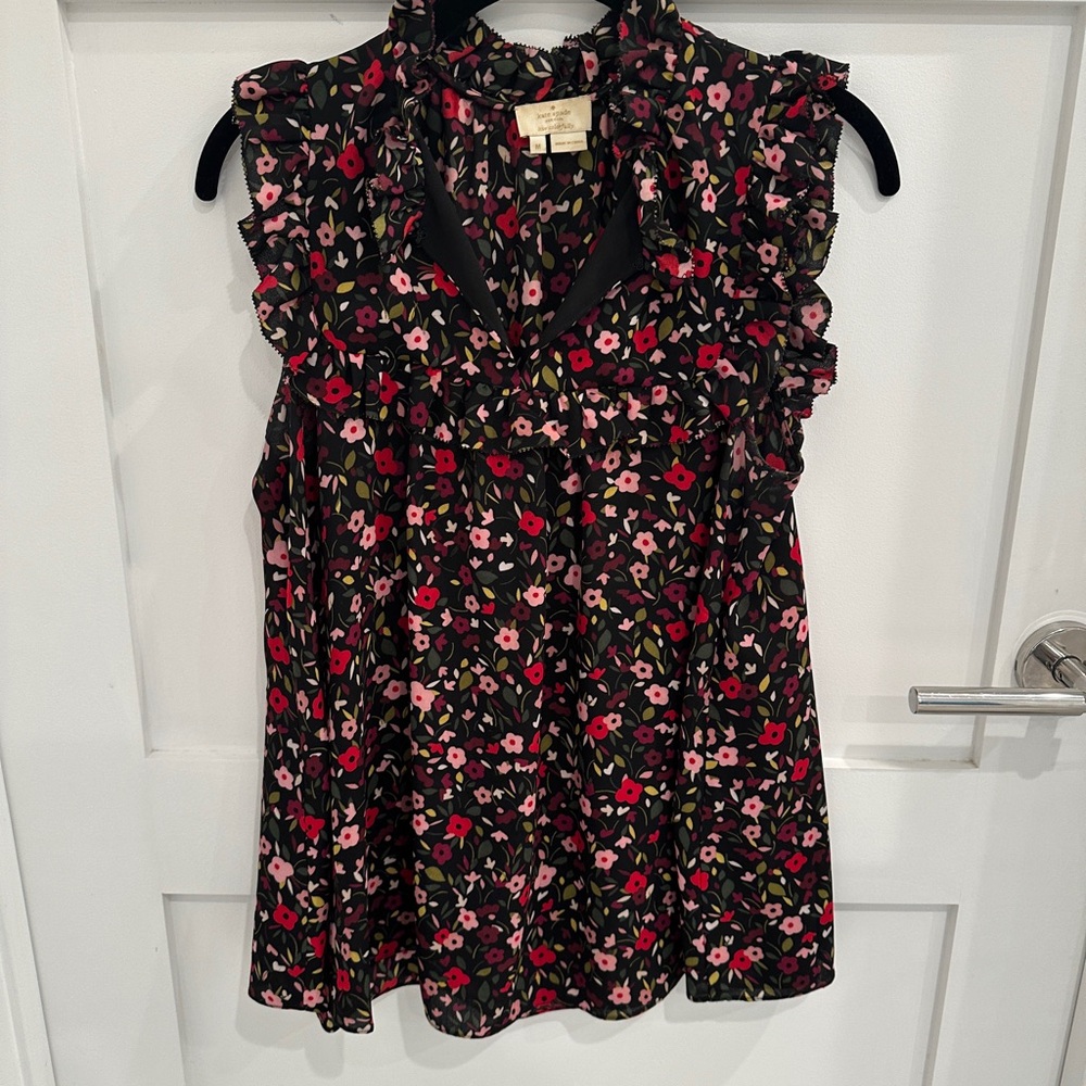 Kate Spade Black and Pink Floral Blouse